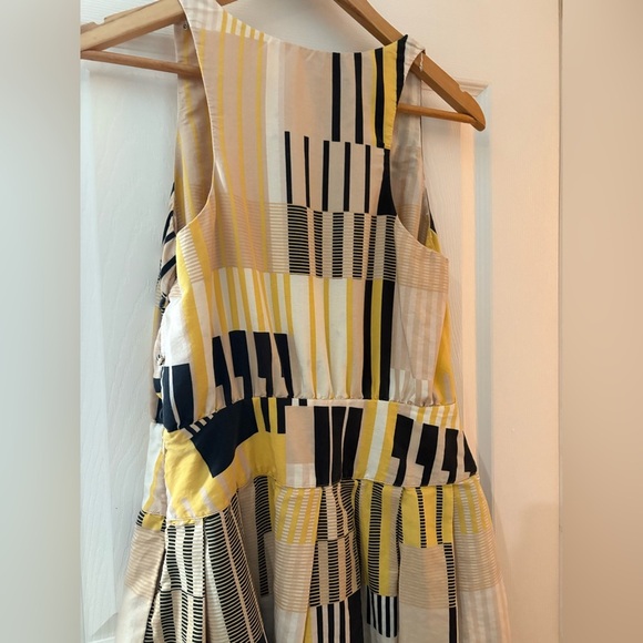Maeve Anthropologie Otta dress yellow geo print drop waist silk blend size 4 - Picture 7 of 15